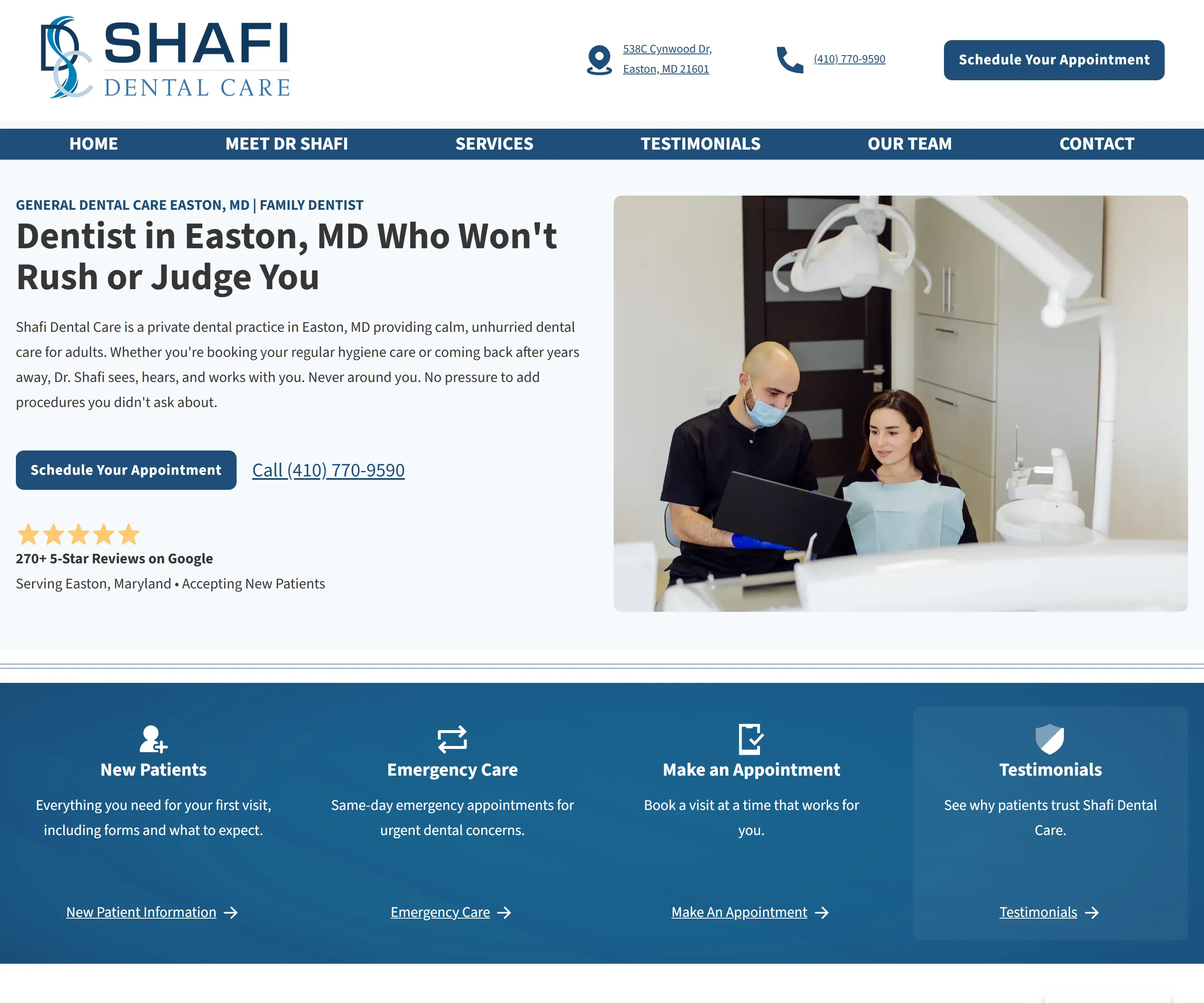 Shafi Dental Care website