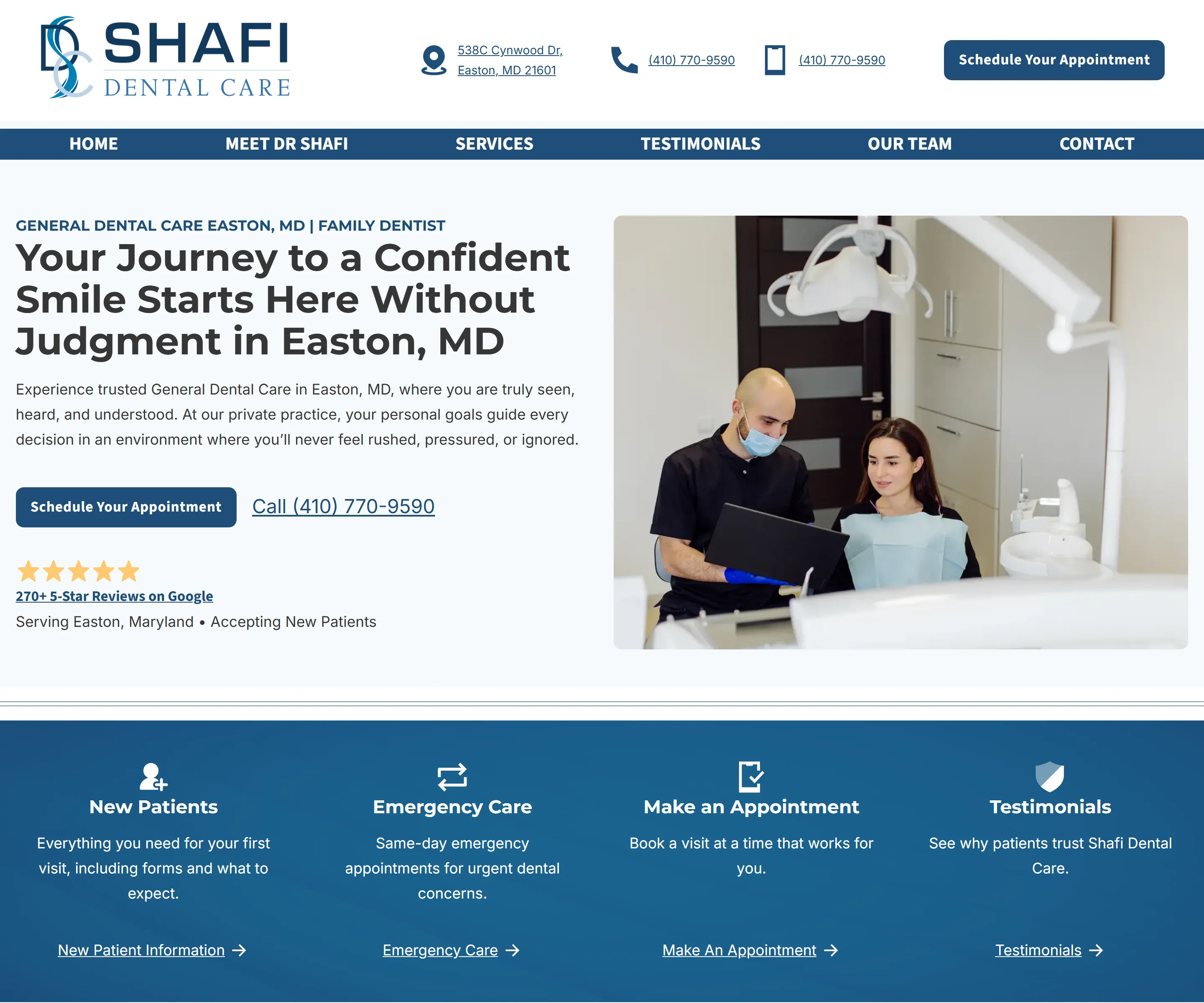 Shafi Dental Care website