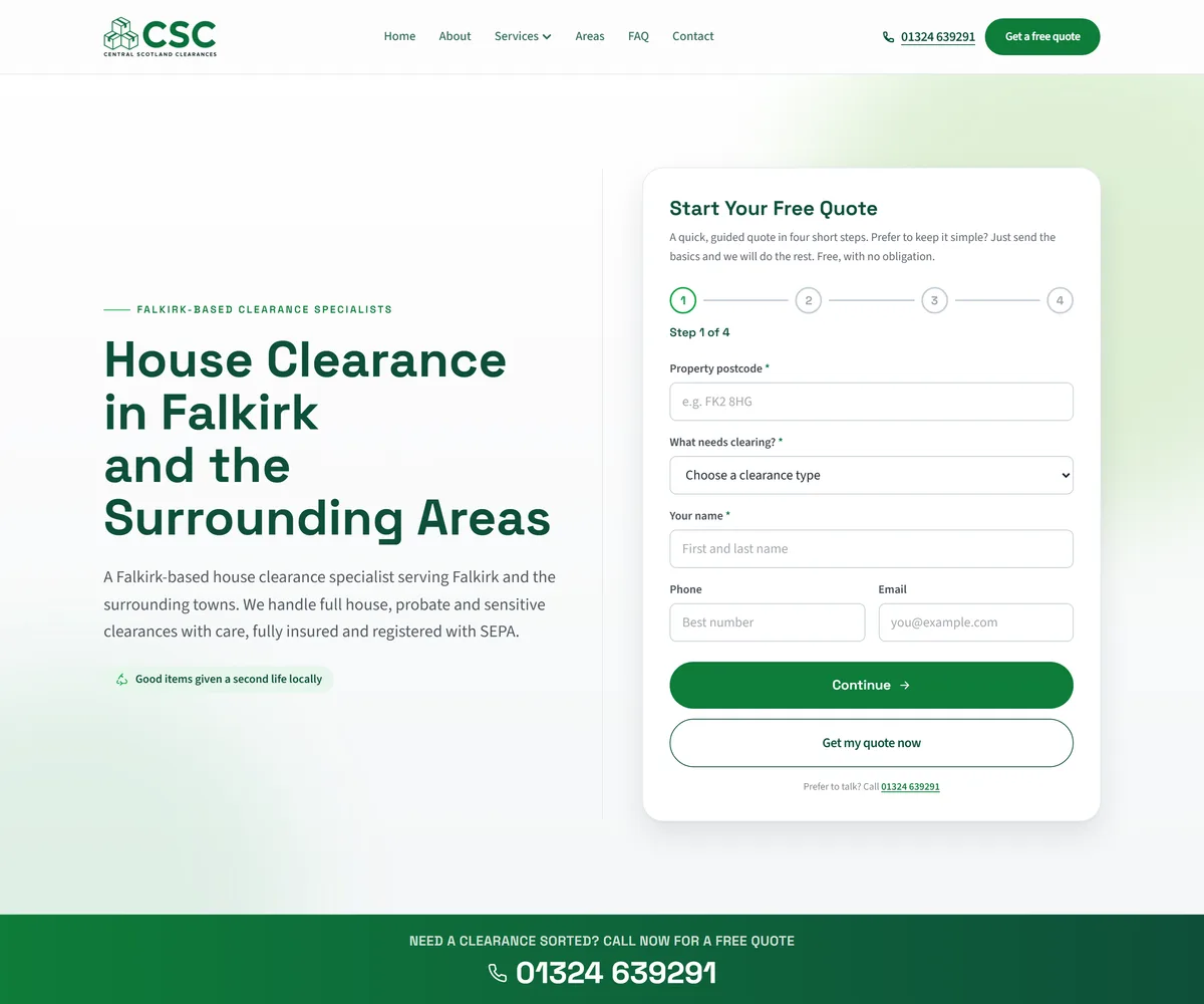 Central Scotland Removals website screenshot