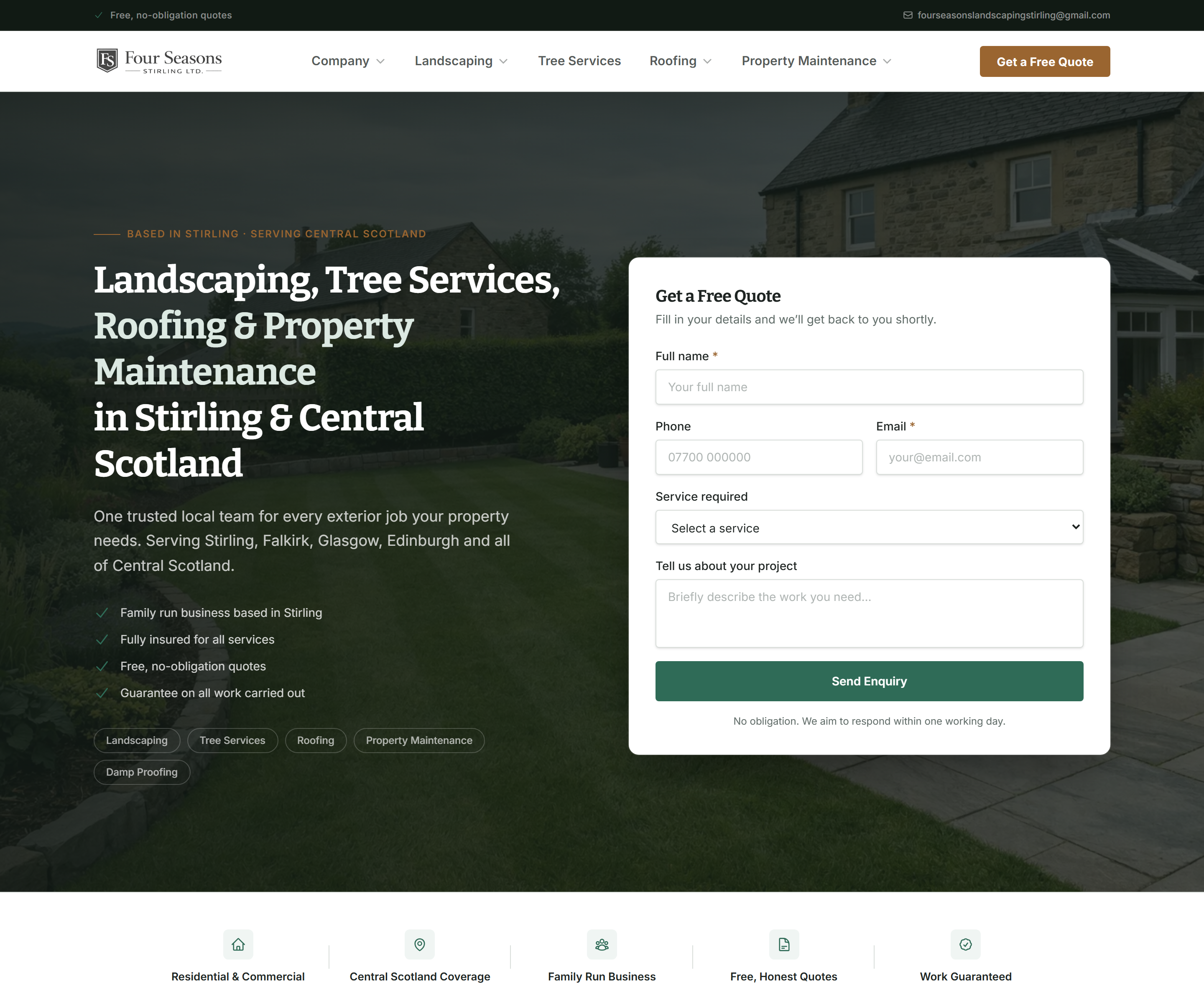 Four Seasons Stirling website screenshot