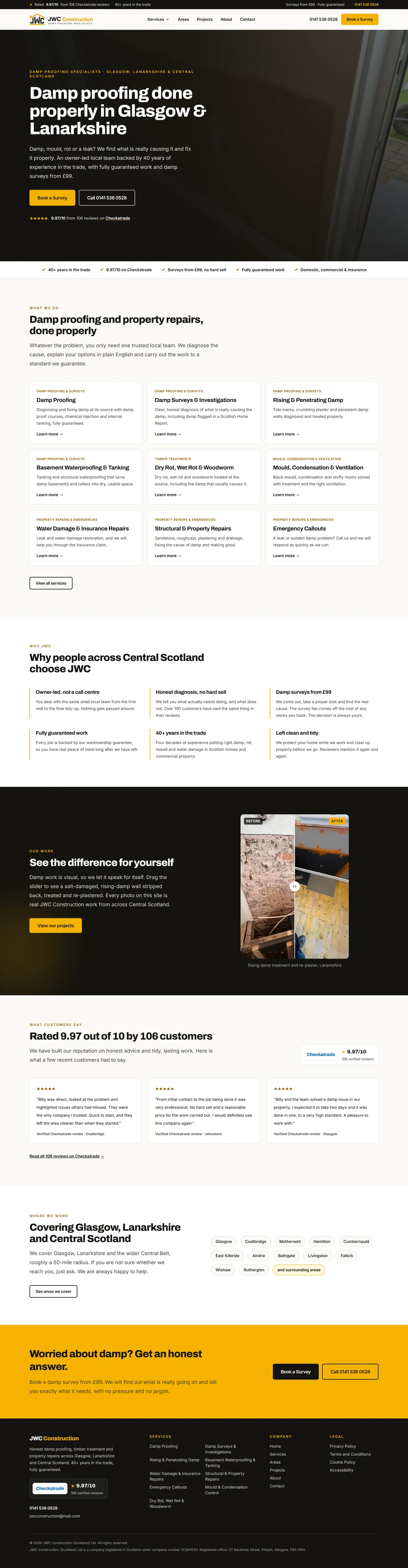JWC Construction full homepage