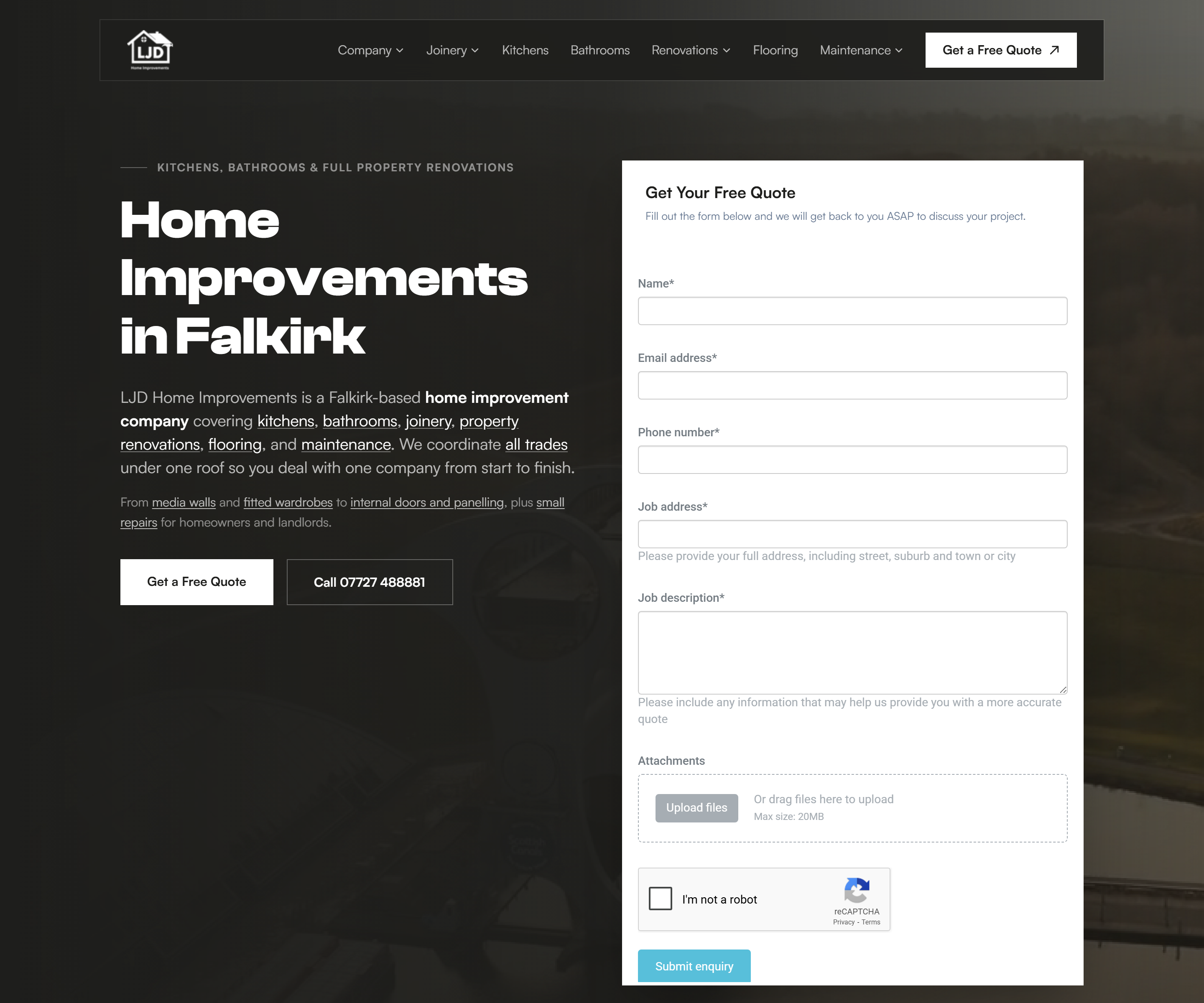 LJD Home Improvements website screenshot