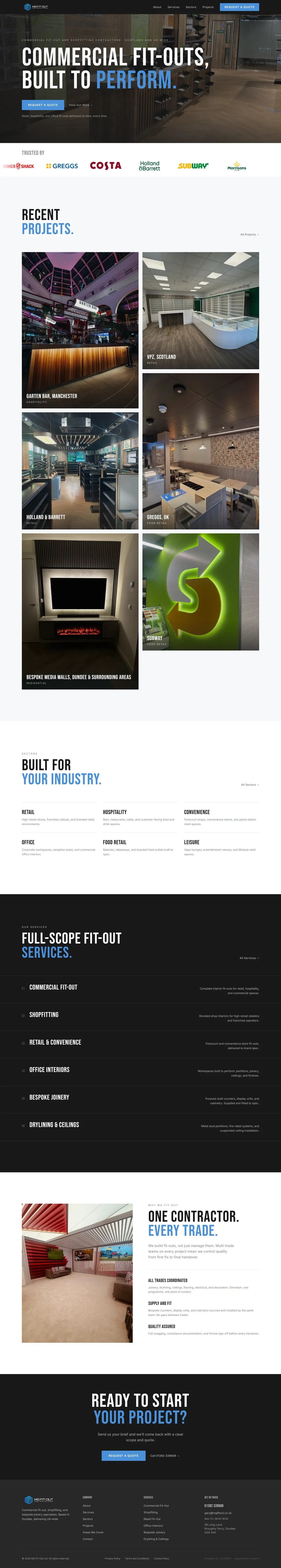 MG Fit Out full homepage