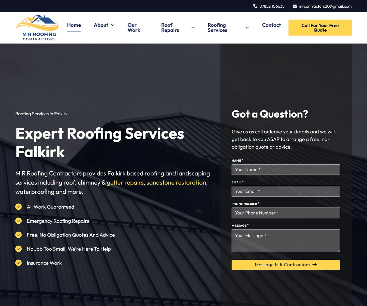 M R Contractors website screenshot