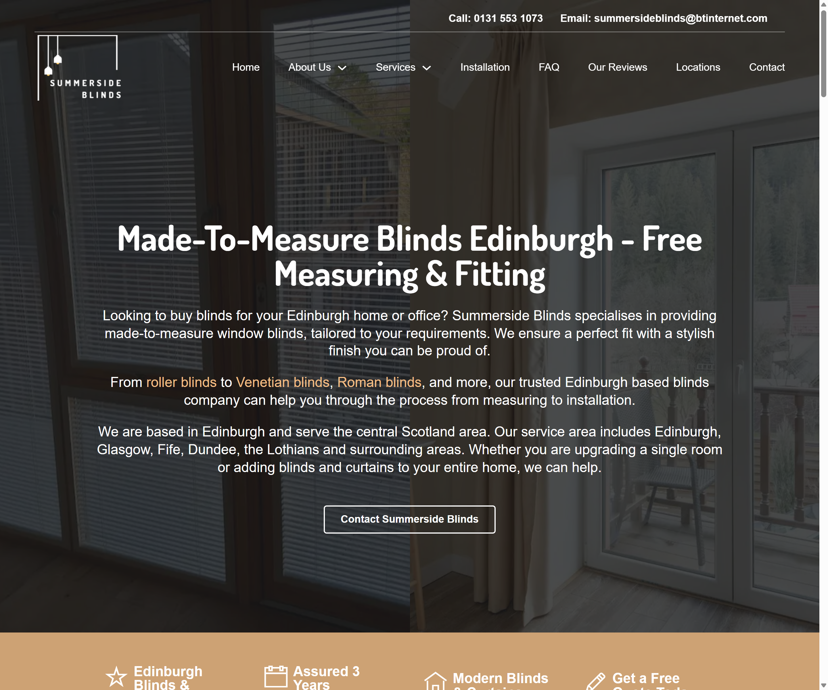 Summerside Blinds website screenshot