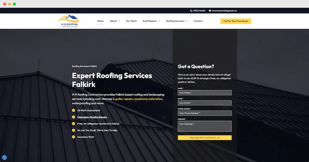 Roofing website for a company